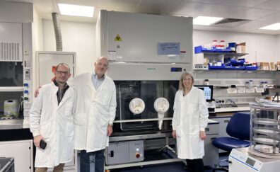 Professors Ricky Wildman and Felicity Rose with BMF’s CEO John Kawola
